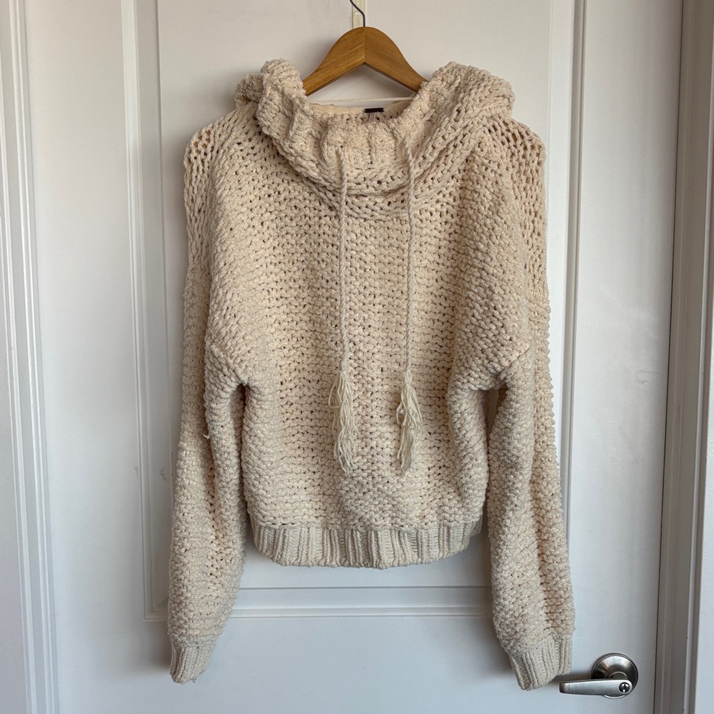 Free People Cream Cowl Neck Beach Sweater